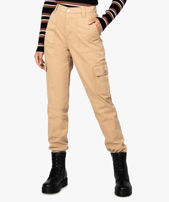 Pantalon cargo femme en toile vue1 - FOLLOW ME - GEMO