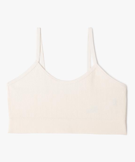 Brassière en maille côtelée à fines bretelles fille vue1 - GEMO 4G FILLE - GEMO