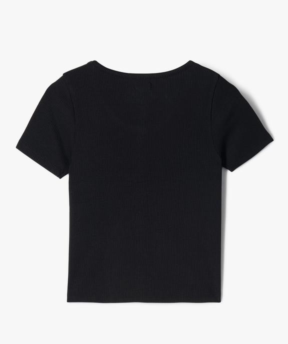 Tee-shirt manches courtes à côtes et faux boutons fille vue3 - GEMO 4G FILLE - GEMO
