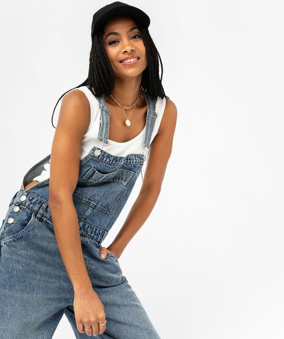 Salopette en jean large femme vue5 - GEMO 4G FEMME - GEMO