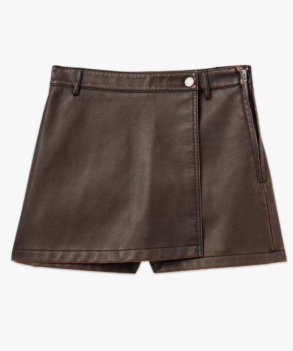 Jupe short en matière synthétique cuir imitation femme vue4 - GEMO(FEMME PAP) - GEMO
