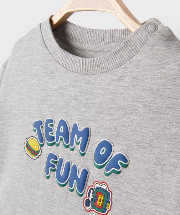 Tee-shirt manches longues en jersey de coton flammé imprimé bébé garçon  vue2 - GEMO 4G BEBE - GEMO