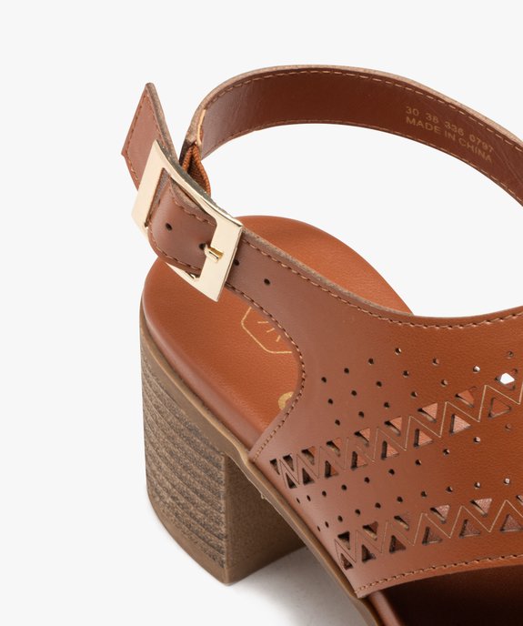 Sandales femme confort à talon carré dessus uni à motifs triangles ajourés vue6 - GEMO (CONFORT) - GEMO