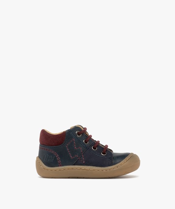 Chaussures premiers pas bébé garçon à zip et à lacets détail éclair surpiqué - NA! vue2 - NA! - GEMO