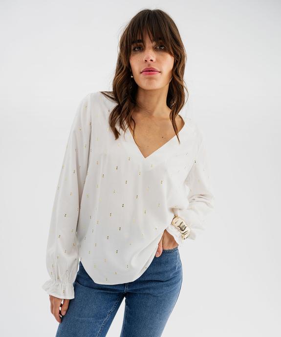 Blouse fluide à col V et motifs pailletés femme vue2 - GEMO(FEMME PAP) - GEMO