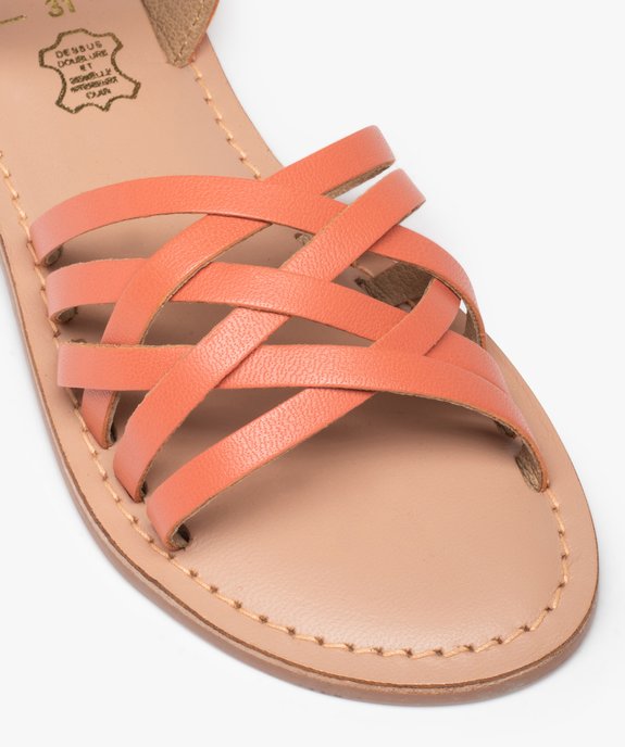 Sandales fille à fines lanières en cuir uni vue6 - GEMO (ENFANT) - GEMO