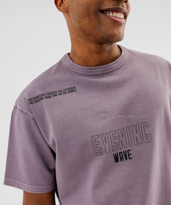 Tee-shirt manches courtes coloris délavé avec inscriptions homme vue2 - GEMO (HOMME) - GEMO