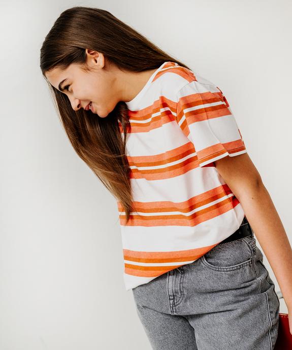 Tee-shirt manches courtes rayé fille vue6 - GEMO 4G FILLE - GEMO