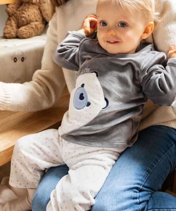 Pyjama en velours deux pièces avec motif ours bébé garçon vue6 - GEMO(BB COUCHE) - GEMO