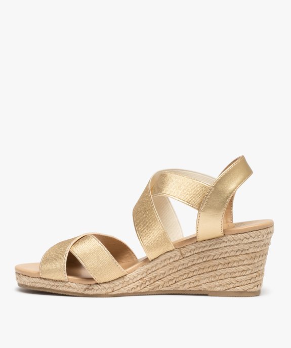 Sandales femme unies à talon compensé et brides élastiques vue3 - VALENTINA BALDA - GEMO