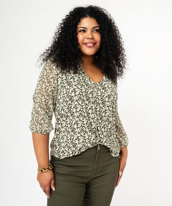 Blouse grande taille à manches longues en voile femme vue1 - GEMO (G TAILLE) - GEMO