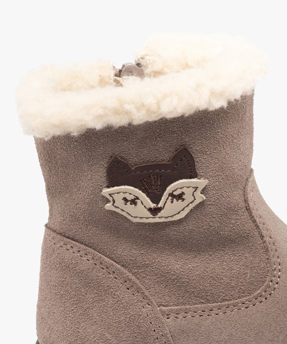 Boots fourrées fille dessus cuir retourné uni – NA! vue6 - NA! - GEMO