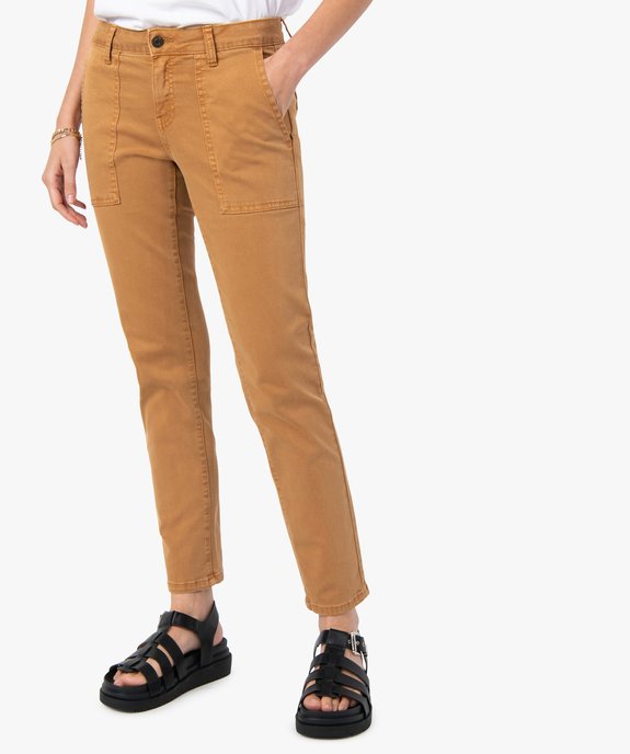 Pantalon femme en denim avec poches plaquées vue1 - GEMO(FEMME PAP) - GEMO