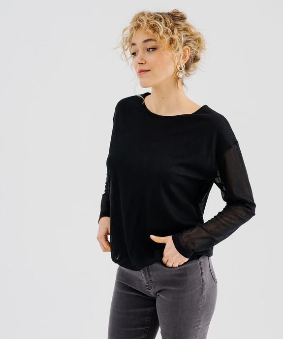 Tee-shirt manches longues en maille résille femme vue1 - GEMO(FEMME PAP) - GEMO