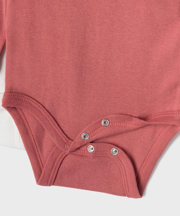 Bodies manches longues motifs lapins bébé fille (lot de 3) vue3 - GEMO 4G BEBE - GEMO