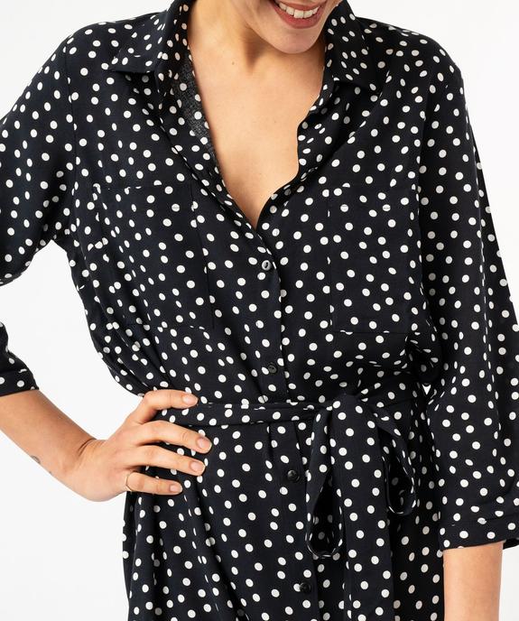 Robe chemise longue et fluide à pois femme vue2 - GEMO(FEMME PAP) - GEMO