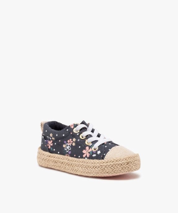 Tennis bébé fille en toile et semelle en cordelette vue2 - GEMO 4G BEBE - GEMO
