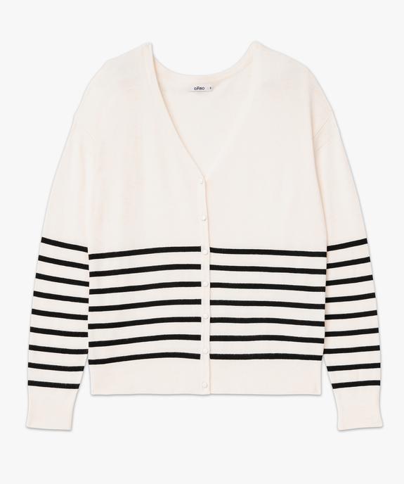 Gilet fin rayé à col V femme vue4 - GEMO 4G FEMME - GEMO
