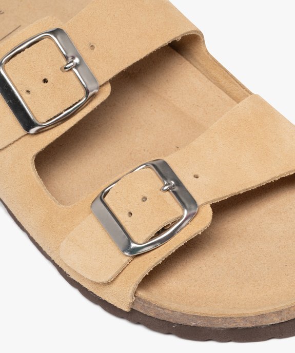 Mules plates à double brides en cuir femme vue6 - FOLLOW ME - GEMO