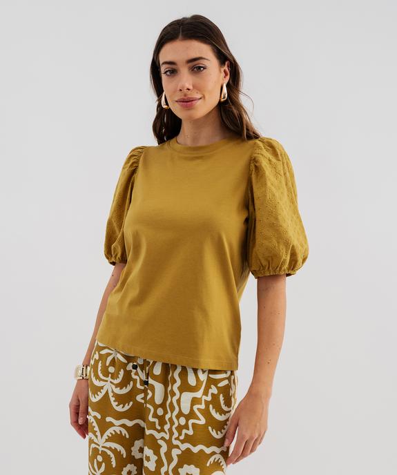 Tee-shirt manches courtes en broderie anglaise femme vue5 - GEMO 4G FEMME - GEMO