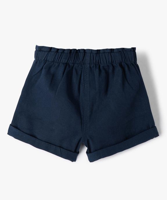 Short uni avec ceinture élastiquée bébé fille vue3 - GEMO 4G BEBE - GEMO