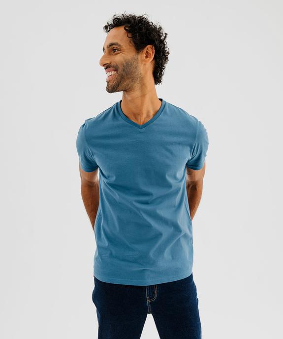 Tee-shirt à manches courtes et col V homme vue2 - GEMO 4G HOMME - GEMO