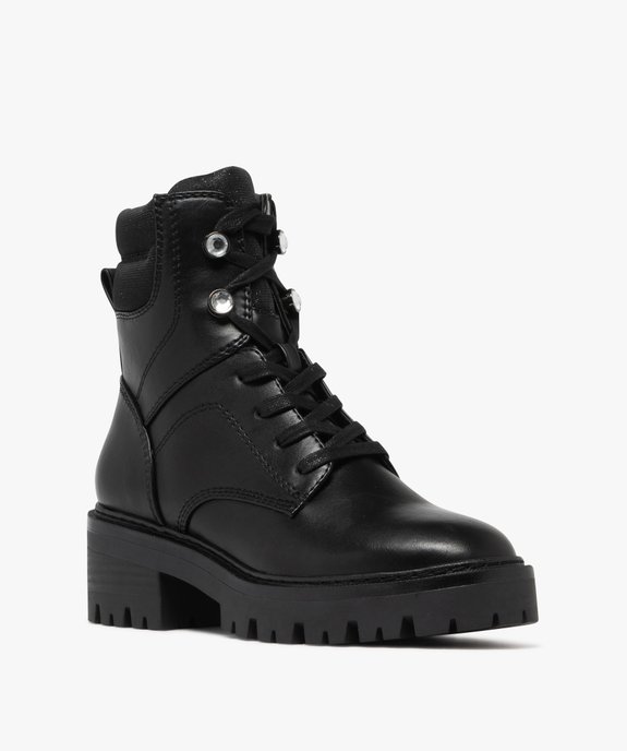 Boots femme fourrées avec col matelassé à paillettes et semelle épaisse crantée vue3 - 5 MILES - GEMO