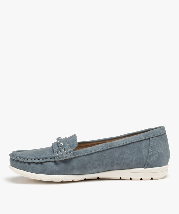 Mocassins femme unis à talon plat dessus souple vue3 - GEMO 4G FEMME - GEMO