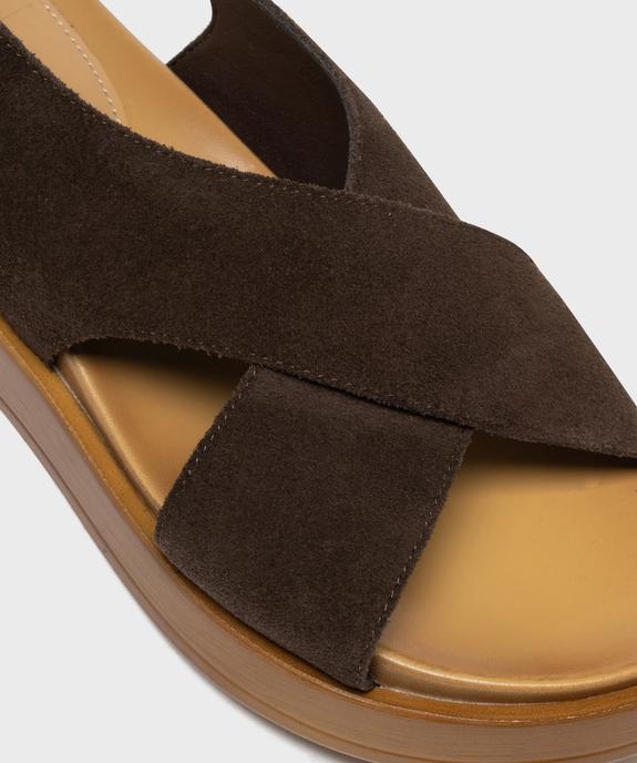 Sandales plates avec brides en cuir croisées femme - Tanéo vue6 - TANEO - GEMO