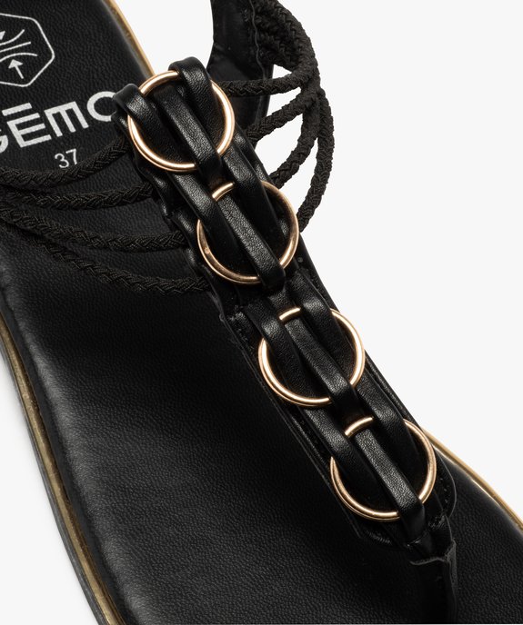 Sandales femme à talon plat et entre-doigts détails métal vue6 - GEMO (CASUAL) - GEMO