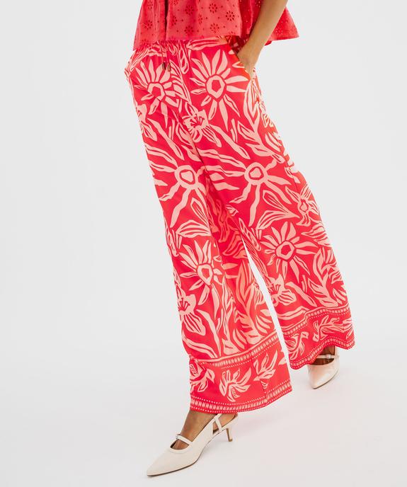 Pantalon large et fluide en viscose imprimée femme vue1 - GEMO 4G FEMME - GEMO