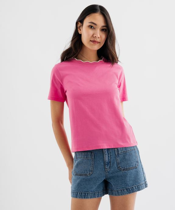 Tee-shirt manches courtes à col fantaisie femme vue2 - GEMO(FEMME PAP) - GEMO