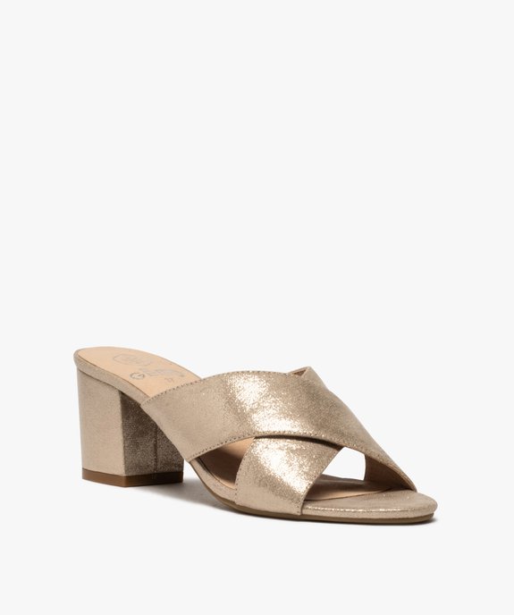Sandales femme mules à talon unies à brides croisées vue2 - GEMO(URBAIN) - GEMO