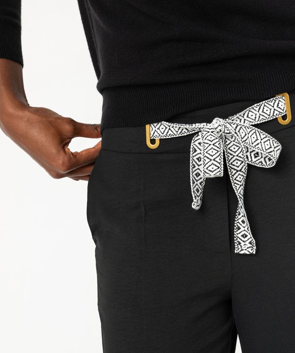 Pantalon fluide coupe large avec ceinture à nouer femme vue2 - GEMO(FEMME PAP) - GEMO