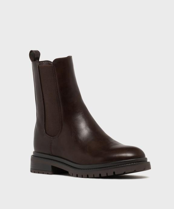 Boots Chelsea fourrées à tige haute et semelle crantée femme vue2 - SANS MARQUE - GEMO