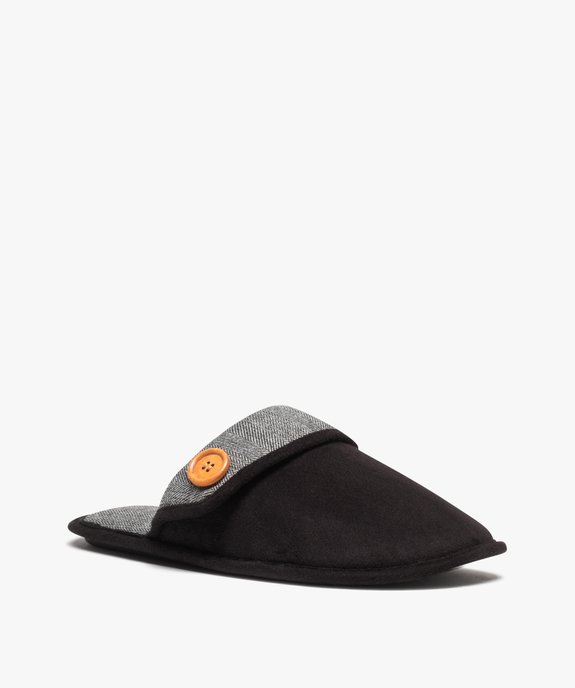 Chaussons homme en velours avec revers motif chevrons vue2 - GEMO(HOMWR HOM) - GEMO