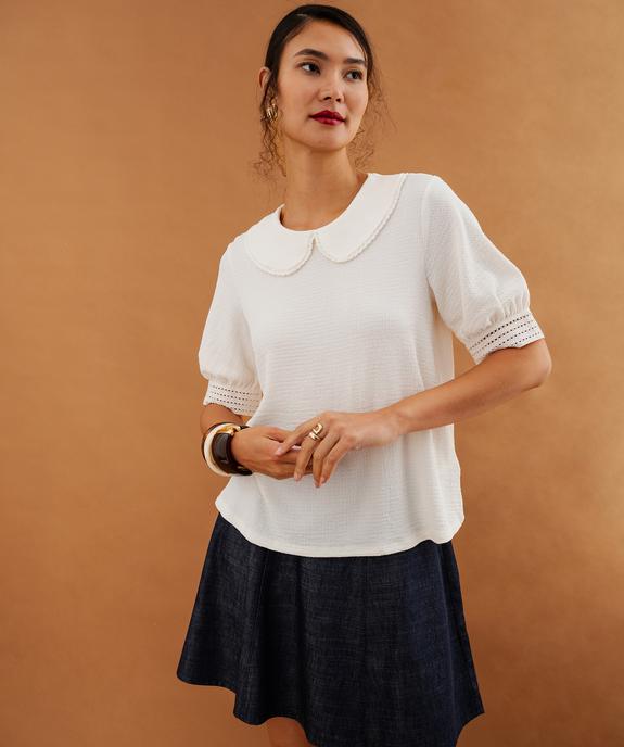 Blouse unie col claudine femme vue5 - GEMO(FEMME PAP) - GEMO