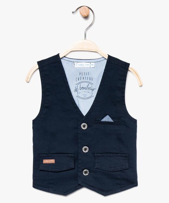 Veston bébé garçon uni avec rabats et doublure rayée vue1 - GEMO(BEBE DEBT) - GEMO