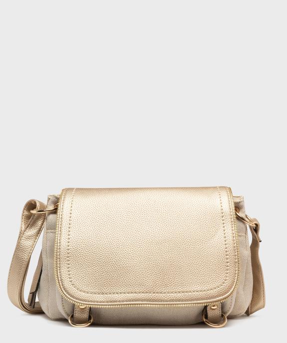 Sac besace en cuir imitation grainé et tissu pailleté femme vue1 - GEMO (ACCESS) - GEMO