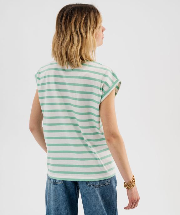 Tee-shirt rayé à manches ultra courtes femme vue3 - GEMO 4G FEMME - GEMO