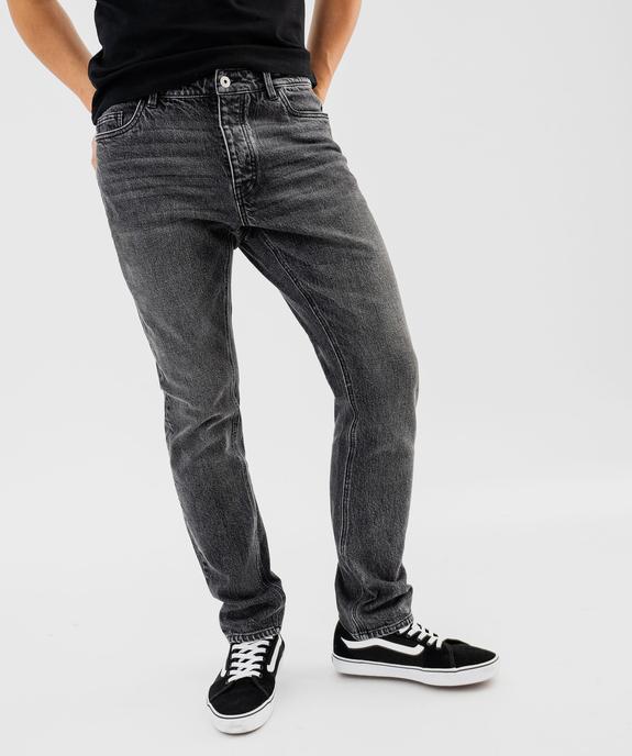 Jean droit en denim délavé vue1 - GEMO 4G HOMME - GEMO