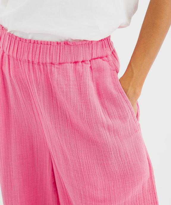 Pantalon large en gaze de coton femme vue2 - GEMO(FEMME PAP) - GEMO