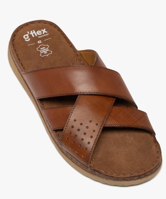 Sandale confort avec brides en cuir croisées homme vue6 - G'FLEX - GEMO