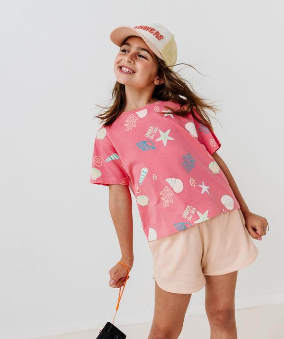 Tee-shirt à manches courtes à motifs estivaux fille vue4 - GEMO (ENFANT) - GEMO