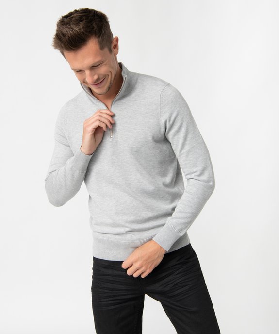 Pull homme en maille fine avec col camionneur vue2 - GEMO (HOMME) - GEMO