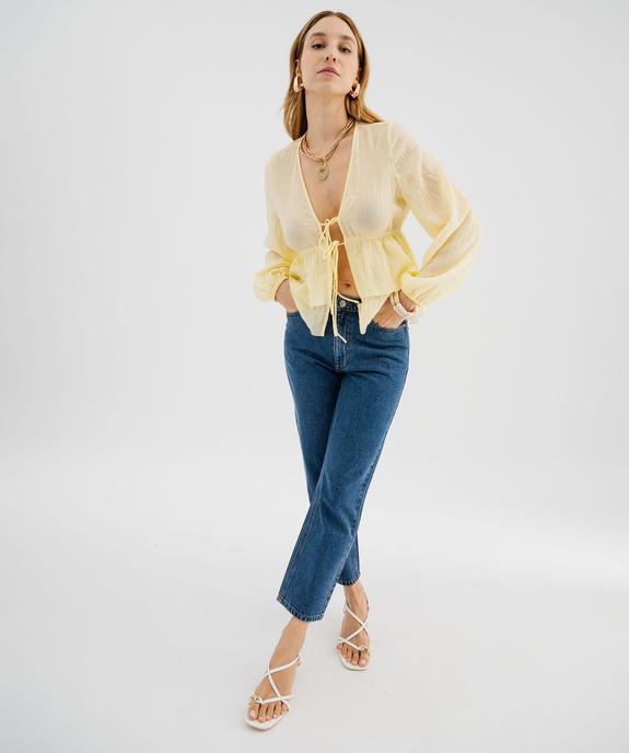 Blouse manches longues à volants et liens à nouer femme vue4 - GEMO(FEMME PAP) - GEMO