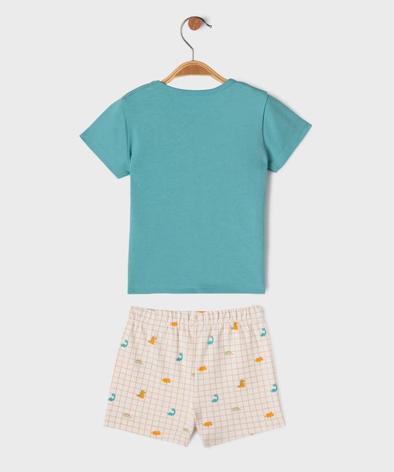 Pyjashort en coton imprimé dinosaures bébé garçon vue3 - GEMO 4G BEBE - GEMO