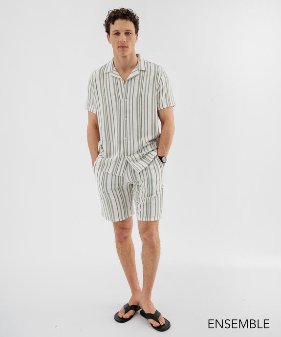 Ensemble chemise manches courtes et bermuda à rayures pour homme - GEMO