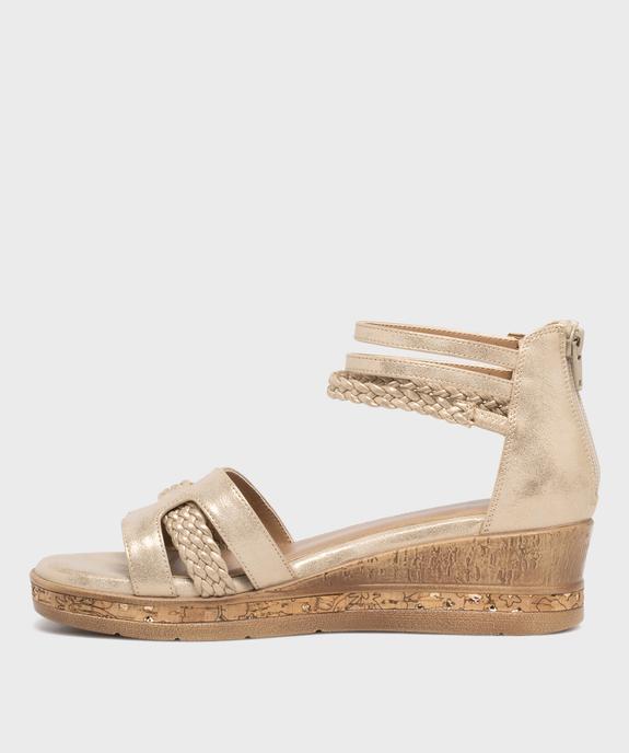 Sandales à talon compensé et talon fermé femme vue3 - EMILIA ROSA - GEMO