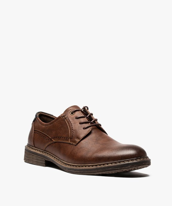 Derbies homme avec un œillet métallique et surpiqûres vue2 - GEMO (CASUAL) - GEMO